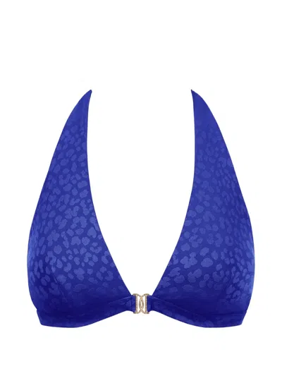 Aubade Colours Flow Leopard-print Bikini Top In Blue