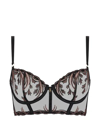 Aubade Cosmic Romance Embroidered Bustier In Black