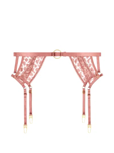 Aubade Crazy In Love Embroidered Suspender Belt In Pink