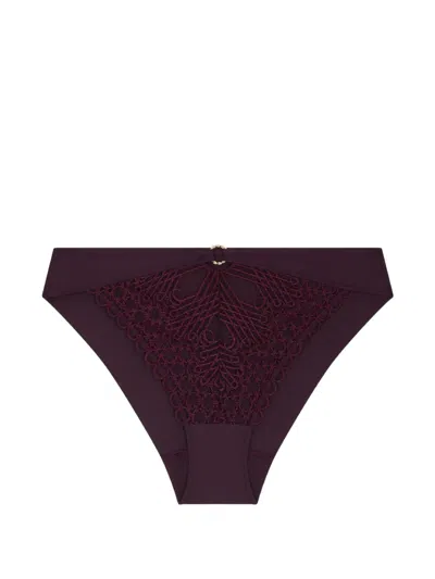 Aubade Eloge Du Desir Embroidered Briefs In Burgundy