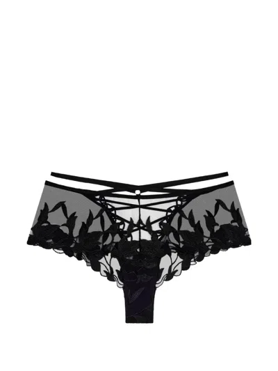 Aubade Embroidered Lace-up Briefs In Black
