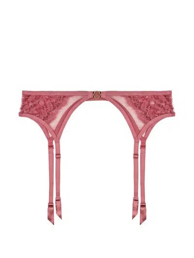 Aubade Feeling Myself Lace Suspender Belt In Pink