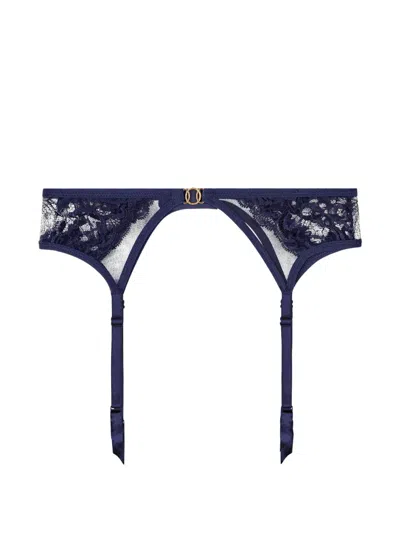 Aubade Feeling Myself Lace-panel Suspender Belt In Blue