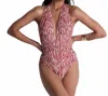 Aubade Feline Energy One Piece Swimming Suit In Pink Tiger In Red