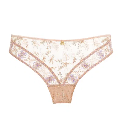 Aubade Floral Tanga In Brown