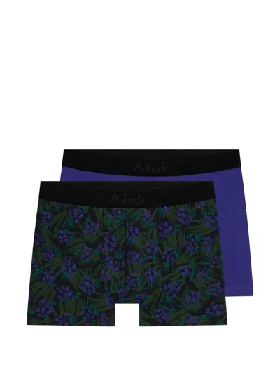 Aubade Floral-print Boxers In Black