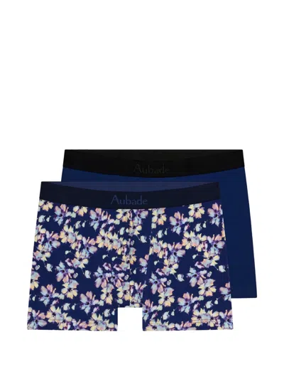Aubade Floral-print Boxers (set Of Two) In Blue