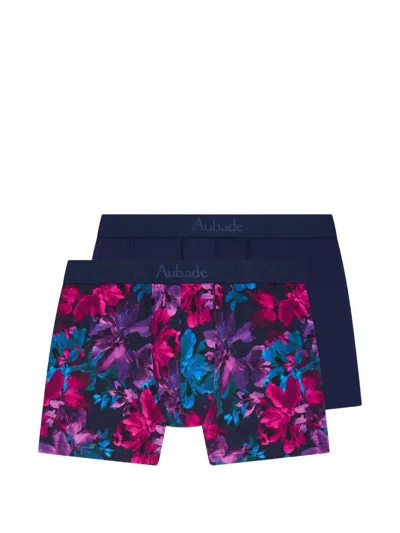 Aubade Floral-print Boxers Set (set Of Two) In Blue