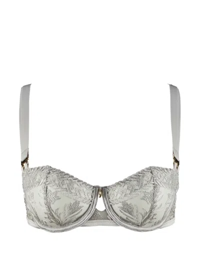 Aubade Flower-embroidered Bra In Gray