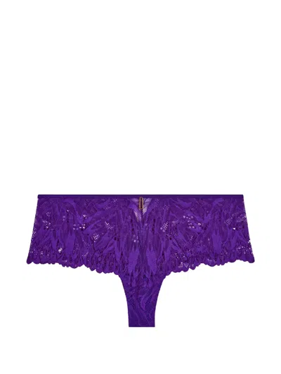 Aubade Flowermania Floral-lace Briefs In Blue