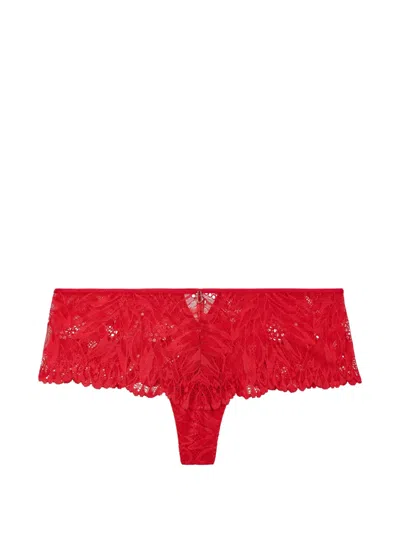 Aubade Flowermania Floral-lace Cheeky Briefs In Red