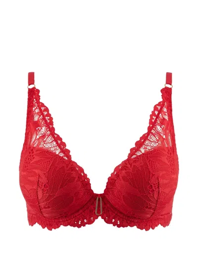 Aubade Flowermania Lace Plunge Bra In Red