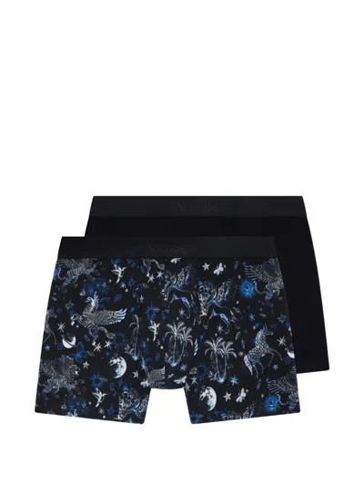 Aubade Graphic-print Briefs (set Of Two) In Black