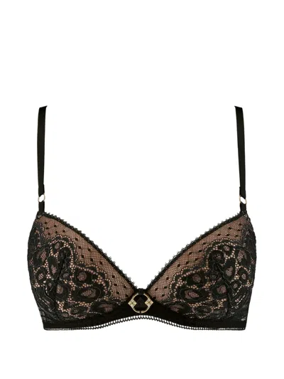 Aubade Illusion Fauve Lace-embroidered Bra In Black