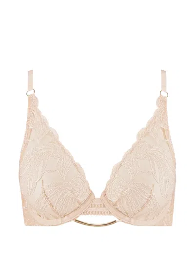 Aubade Into The Groove Embroidered Underwired Bra In Neutral