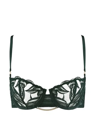 Aubade Into The Groove Embroidered Underwired Bras In Green