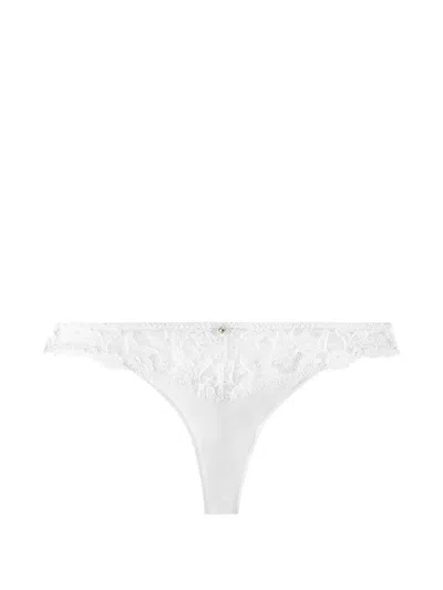 Aubade Kiss Of Love Lace-embroidered Thong In White