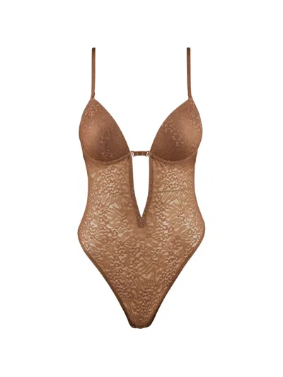 Aubade Lace Bodysuit In Brown