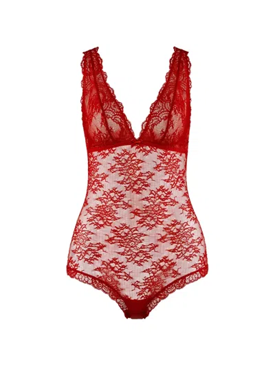 Aubade Lace Bodysuit In Red