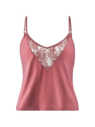 Aubade Lazy Days レーストリム パジャマトップ In Pink