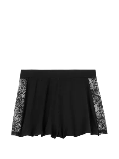 Aubade Lazy Days Lace-trim Pajama Shorts In Black