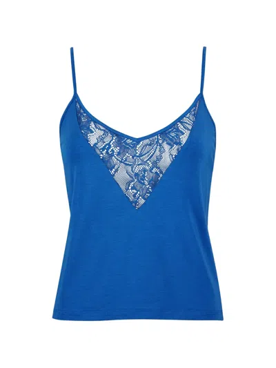 Aubade Lazy Days Lace-trim Top In Blue