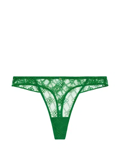Aubade Losing My Mind Embroidered Thong In Green