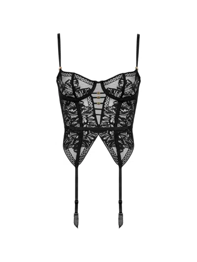 Aubade Love Soul Lace-panelled Corset In Black