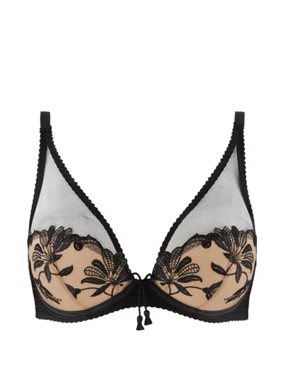 Aubade Lovessence Floral-embroidered Bra In Black