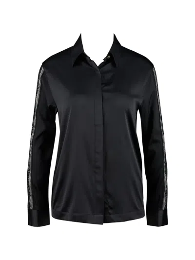 Aubade Midnight Whisper Lace-panel Pyjama Top In Black