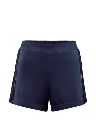 Aubade Midnight Whisper Lace-panel Shorts In Blue