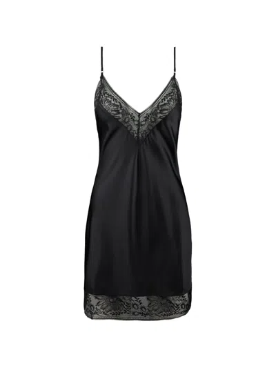 Aubade Midnight Whisper Lace-trim Nightdress In Black
