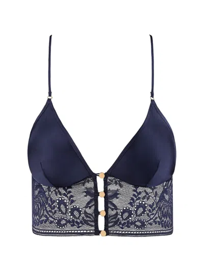Aubade Midnight Whisper Lace-trim Pyjama Top In Blue