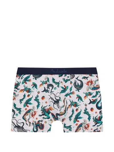 Aubade Mythical-print Boxer Shorts In White
