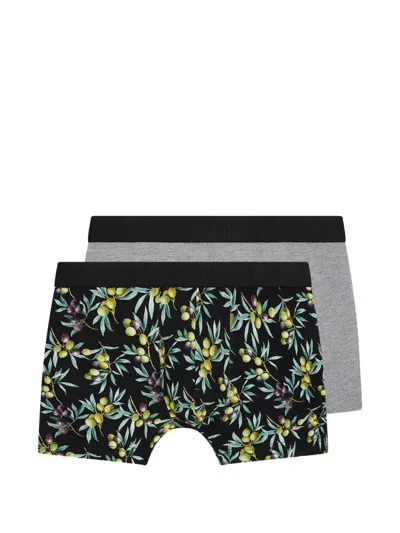 Aubade Olive-print Boxers Set (set Of Two) In Gray