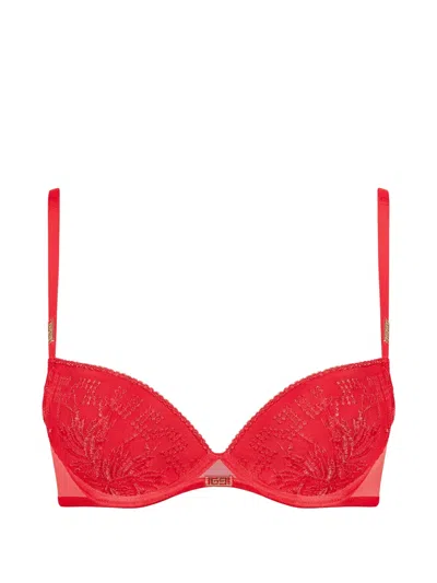Aubade Rules Of Attraction Embroidered Push-up Bra In Red