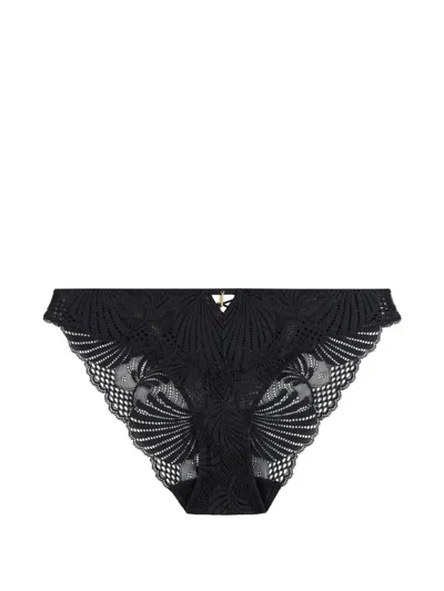 Aubade Rythm Of Desire Flower-lace Briefs In Black
