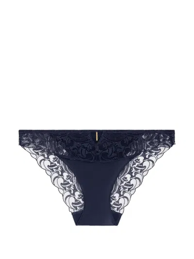 Aubade Satin Memories Embroidered Briefs In Blue