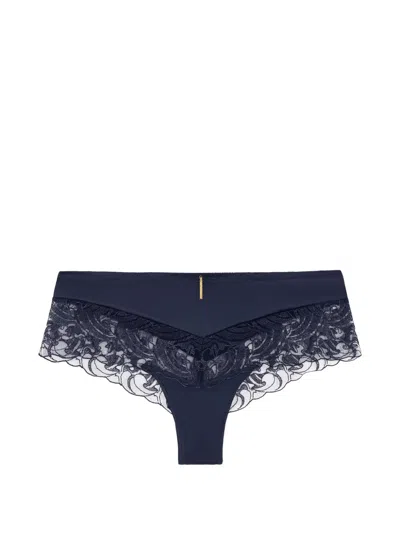 Aubade Satin Memories Lace-trim Briefs In Blue