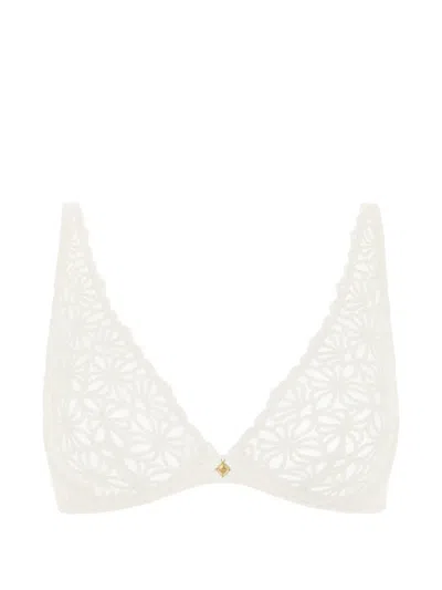 Aubade Secret Memories Embroidered Plunge Bra In White