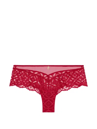 Aubade Sense Of Illusion Lace-embroidered Briefs In Red