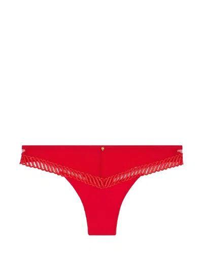 Aubade Sheer Emotion Embroidered Briefs In Red