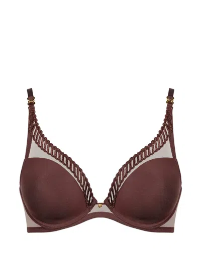 Aubade Sheer Emotion Embroidered Triangle Bra In Brown