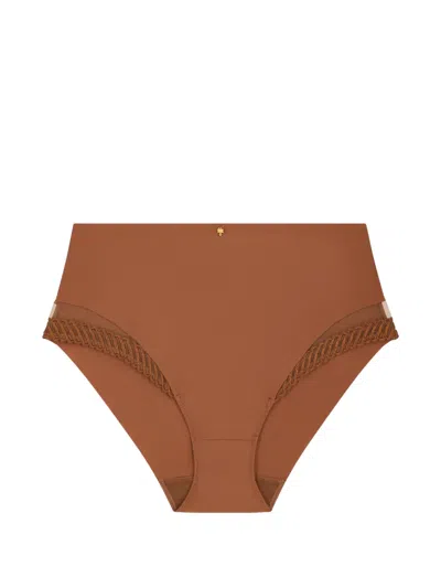 Aubade Sheer Emotion High-waisted Briefs In Brown