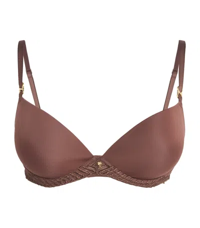 Aubade Sheer Emotion Moulded Plunge Bra In Brown