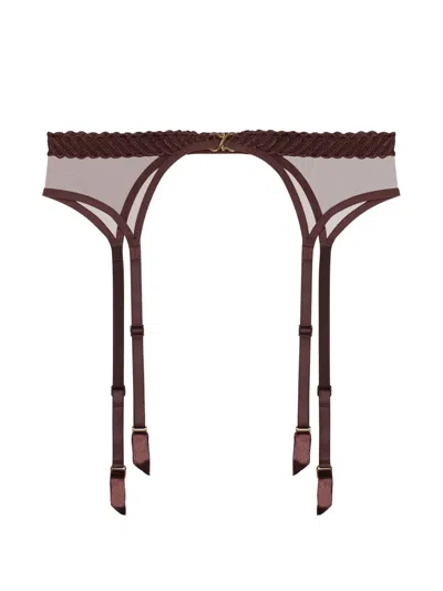 Aubade Sheer Emotion Suspender Belt In Brown