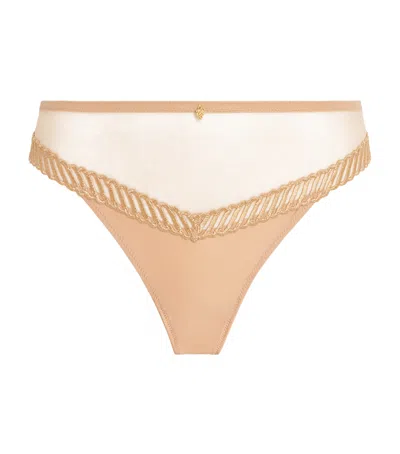 Aubade Sheer Emotion Tanga Briefs In Beige