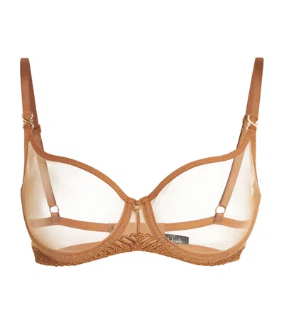 Aubade Sheer Emotion Underwired Half-cup Bra In Brown