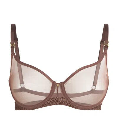 Aubade Sheer Emotion Underwired Half-cup Bra In Brown