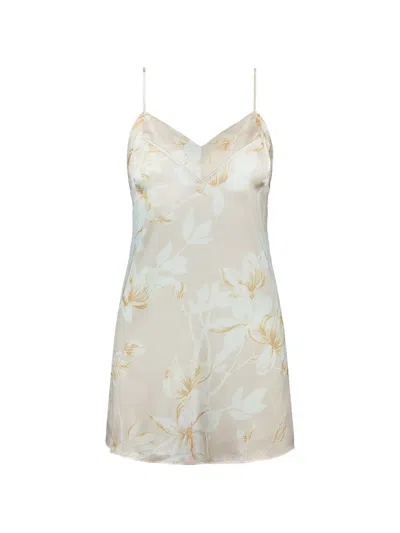 Aubade Silk By Night Floral-print Nightdress In Metallic